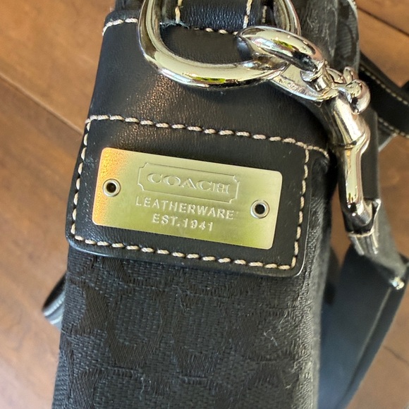 Coach Hudson Black Briefcase Travel Bag Tote Signature C Print Logo Canvas Black - Picture 15 of 16